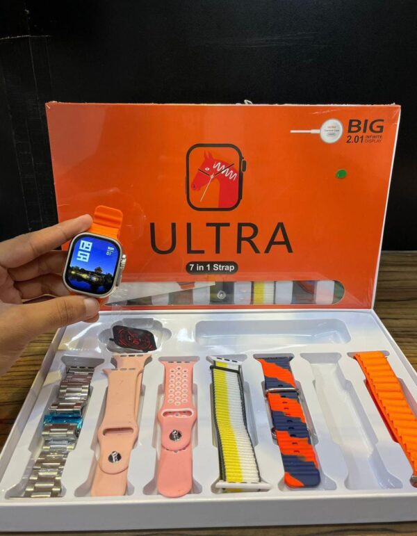 7 in 1 Ultra Smart Watch, Multicolour Strap & More - Image 2